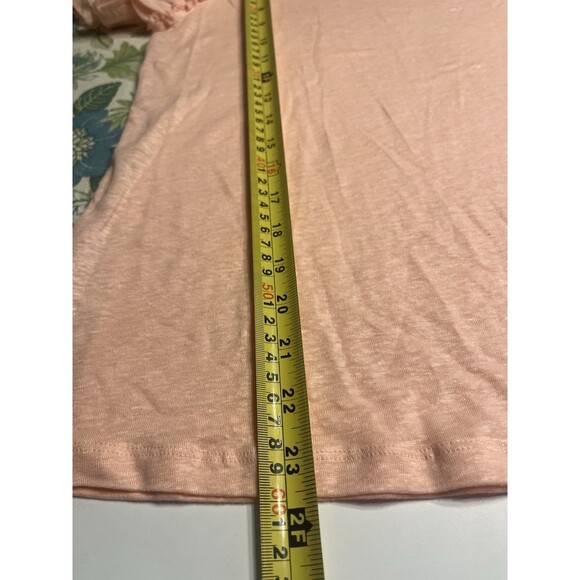 Loft 100% Linen Flutter Sleeve Peachy Pink Pullover Shirt Top Sz XS - Picture 9 of 14